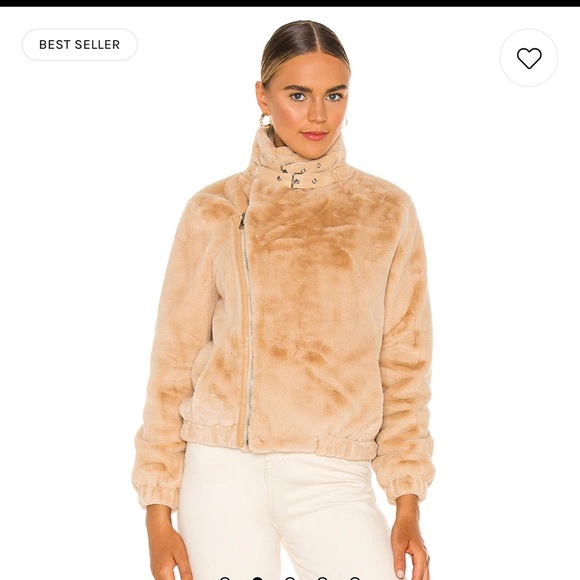 Revolves Bubish Orlando Faux Fur Moto Beige Jacket - Picture 6 of 13